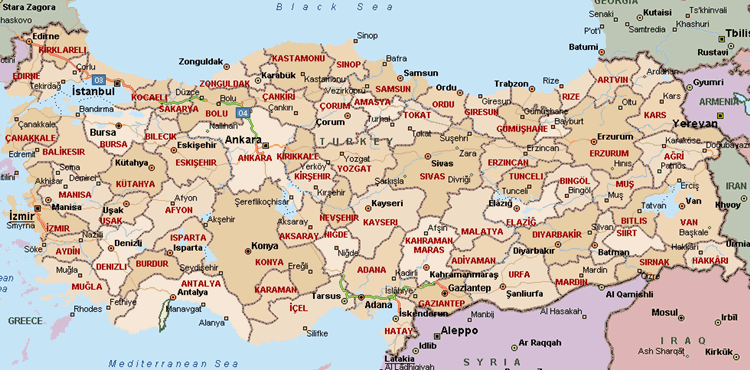 landkaart kaart turkije